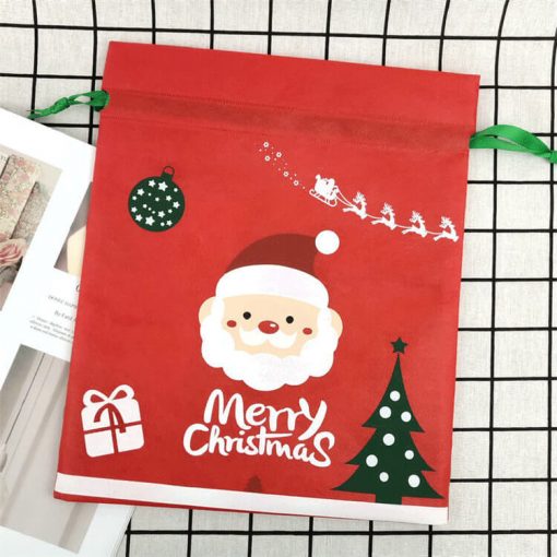 custom non-woven christmas reusable drawstring gift bag 04