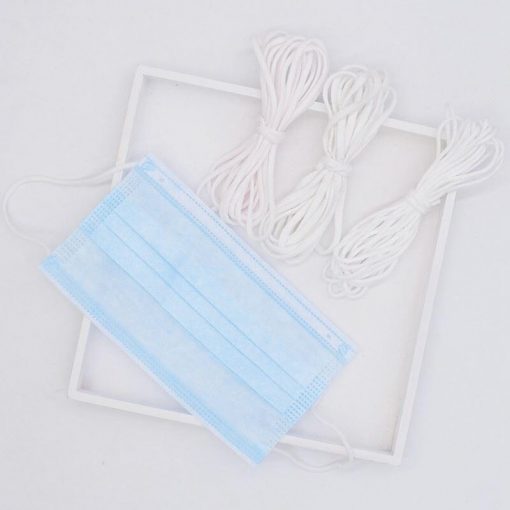 Wholesale Elastic Ear Loops Materials Supplier‎ White Tie Disposable Elastic Band 3mm Rope String Earloop Elastic Rope 03